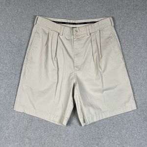 Polo By Ralph Lauren RN#41381 Mens Pleate Shorts 100% Cotton Logo Tan Size 34x8